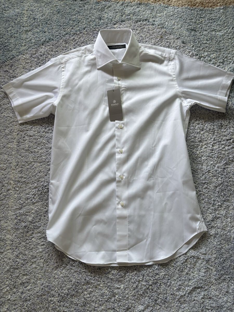 コンフォータブル ドレスセミワイドシャツ 半袖 NANO universe ナノユニバース トップス シャツ 定価8,250円拍卖