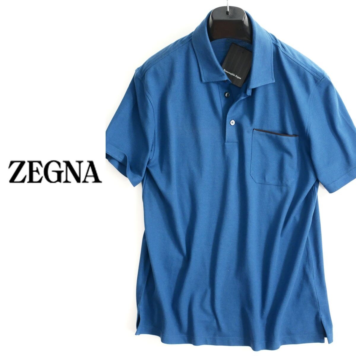 dr648●48●ZEGNAゼニアファーストライン●レザートリミング●ピケ織りのコットン●高級ポロシャツ拍卖