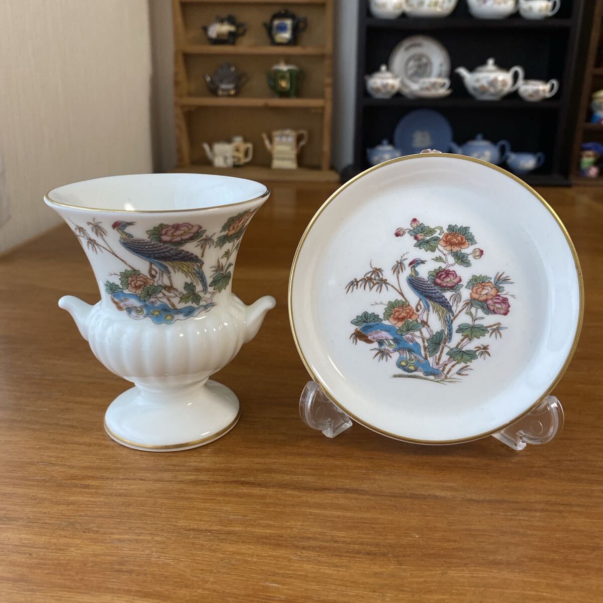 ウェッジウッド クタニクレーン 花瓶&豆皿 醤油皿 WEDGEWOOD 孔雀拍卖