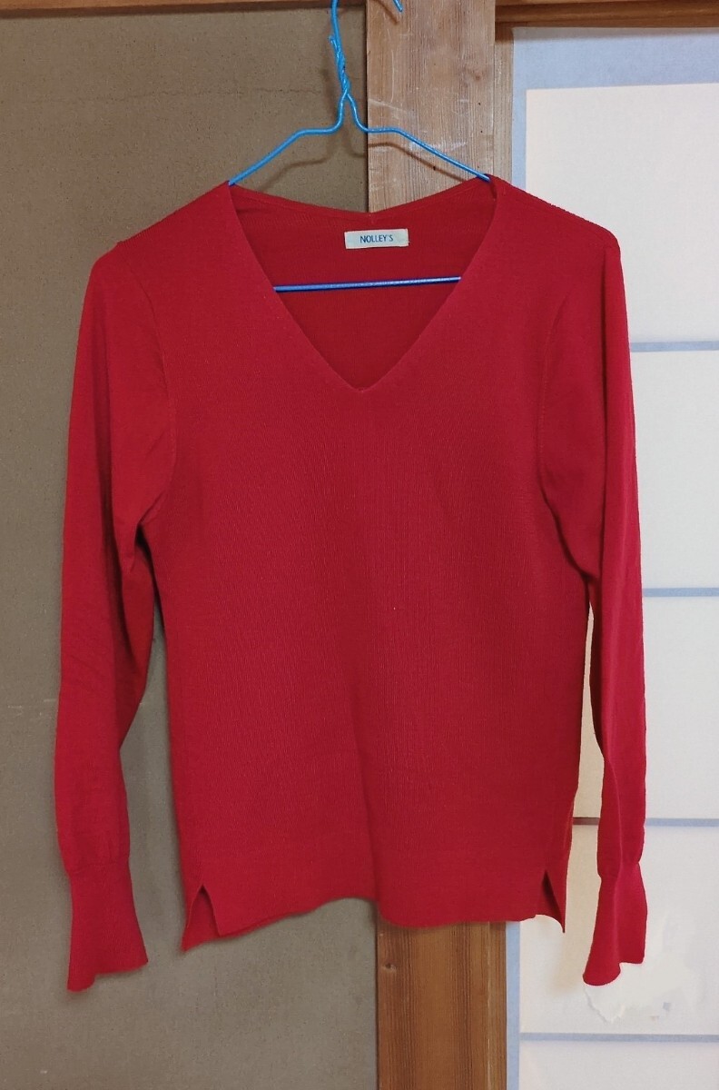 NOLLEY'S赤の薄手セ一タ一 セーター 無地 シンプル拍卖