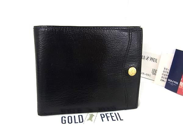 ■新品■未使用■ GOLD PFEIL ゴールドファイル レザー 二つ折り 財布 ウォレット ブラック系 BP3331拍卖