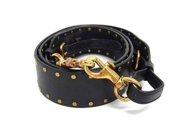 ■美品■ COACH コーチ レザー スタッズ バッグ用 ショルダーストラップ 肩掛け 斜め掛け レディース ブラック系 DJ1602拍卖