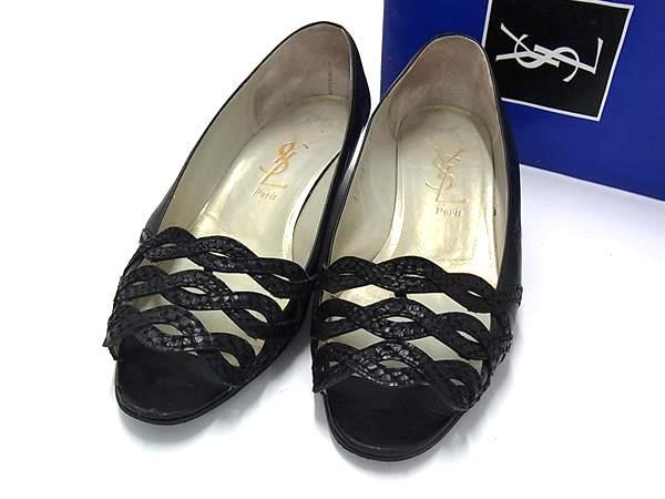 YVESSAINTLAURENT イヴサンローラン レザー ヒール パンプス サイズ 36 (約23.0cm) 靴 シューズ レディース ブラック系 DI0288拍卖