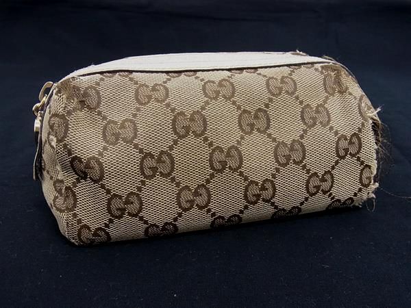 GUCCI グッチ 153228 2888 GGキャンバス×レザー マルチポーチ マルチケース メイクポーチ レディース ブラウン系 DH9110拍卖