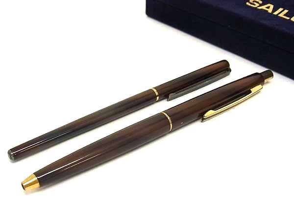 SAILOR セーラー キャップ式 ノック式 ボールペン 筆記用具 文房具 ステーショナリー 2点セット ブラウン系 DH4456拍卖