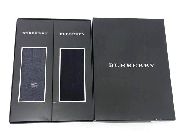 ■新品■未使用■BURBERRY バーバリー ウール×ナイロン×ポリエステル ソックス 靴下 レディース 2点セット ブラック系×グレー系 DH4716拍卖