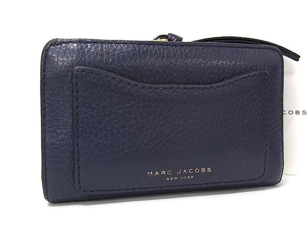 ■美品■ MARC JACOBS マークジェイコブス レザー 二つ折り 財布 ウォレット 札入れ 小銭入れ コインケース ネイビー系 DG9352拍卖