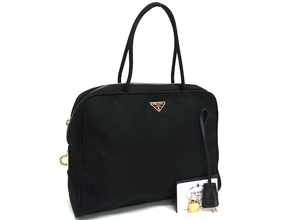 1円 PRADA プラダ BN0531 テスートナイロン トートバッグ ハンドバッグ レディース ブラック系 GA4176拍卖