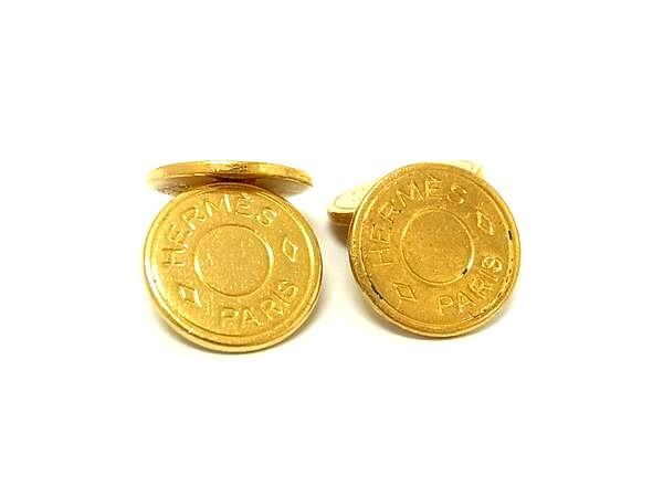 1円 HERMES エルメス セリエ カフスボタン カフリンクス アクセサリー メンズ ゴールド系 FR1401拍卖