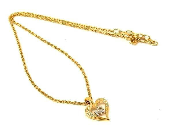■美品■ NINA RICCI ニナリッチ ハート ラインストーン ネックレス ペンダント アクセサリー ゴールド系×シルバー系 DG2800拍卖