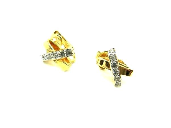■美品■ NINA RICCI ニナリッチ ラインストーン クリップ式 イヤリング アクセサリー レディース ゴールド系×クリア DH1803拍卖
