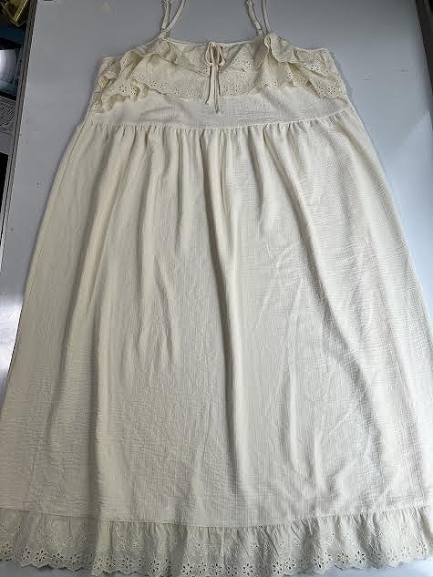 訳あり■3L■レースフリル切替キャミワンピース■ベージュ拍卖