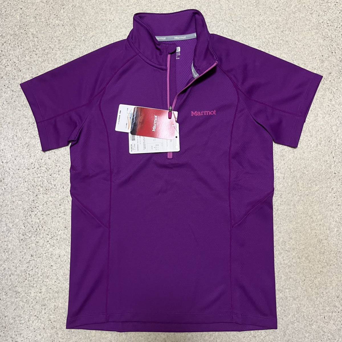 新品 レディースS マーモット 半袖ジップシャツ グレープ拍卖