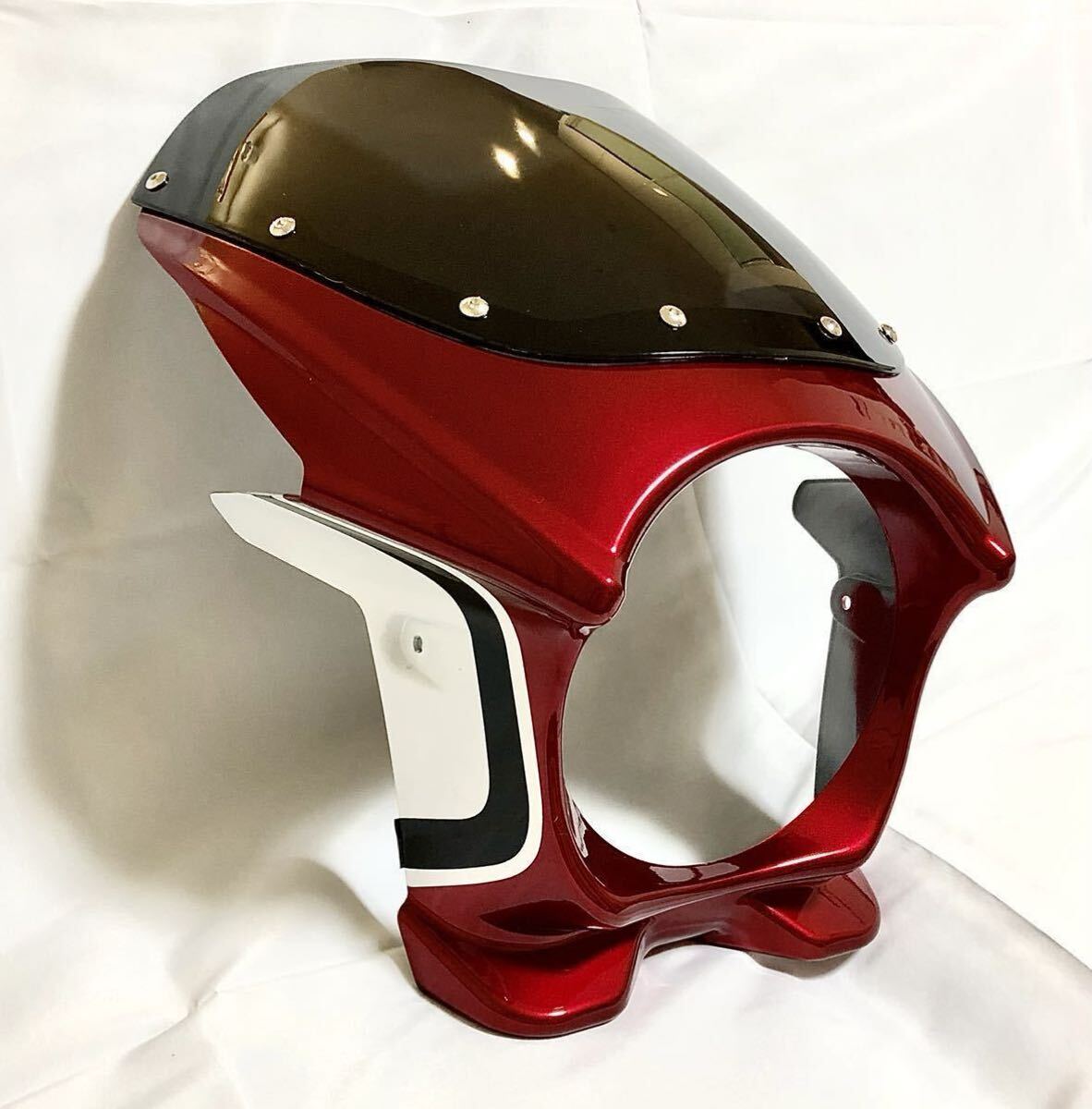 【スピード発送!】CBXカラー 汎用ビキニカウル CB400SF バリオス XJR400 ホーネット ジェイド 赤白 レッド アッパーカウル カスタム 拍卖