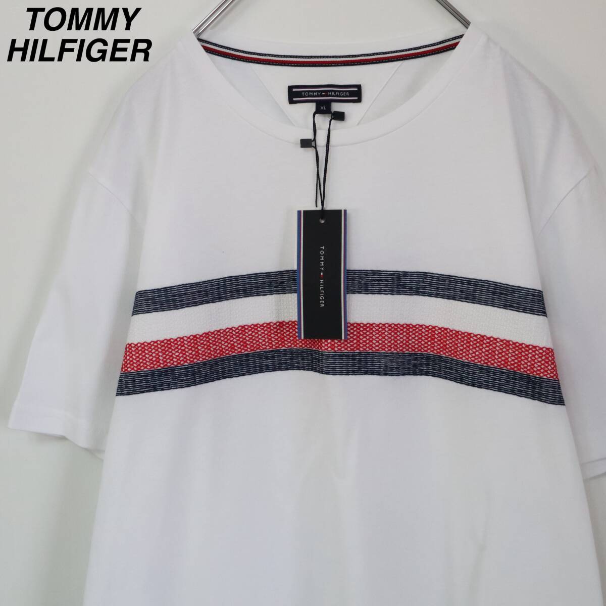 【新品・未使用品】トミーヒルフィガー Tシャツ デカロゴ 刺繍ロゴ XLサイズ拍卖