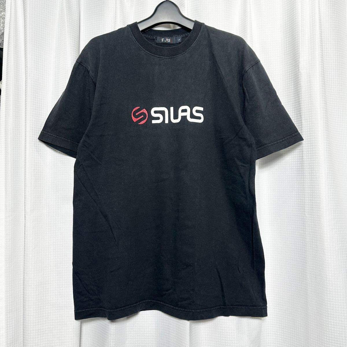 □/SILAS/サイラス/Lサイズ/Tシャツ/ブラック/黒/メンズ/定番ロゴ/半袖/クルーネック/ショートスリーブ/薄手/夏物/シンプル/拍卖