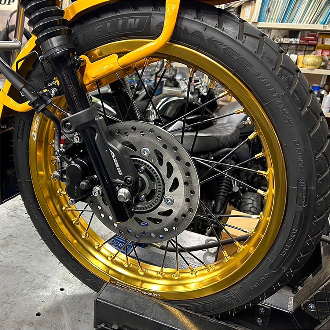 【予約9/5頃出荷】【前後セット】RCB 2.50×17 36穴 ゴールド アルミ ホイール & リム スポーク 前後セット OSAKI汎用 9×157 72本入拍卖