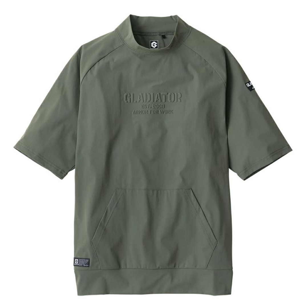 (ライトアーミー/S) 接触冷感 モックネック 半袖 Tシャツ バイク ツーリング ストレッチ 首 日焼け防止 UVカット拍卖