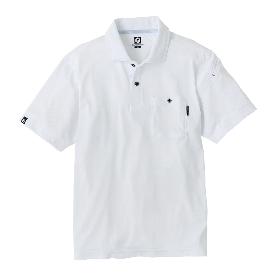 ICE冷感 半袖ポロシャツ (ホワイト/SS) ユニセックス 男女兼用 MAXDRY 冷感 メッシュ 吸汗速乾 接触冷感 Xライン UVカット拍卖