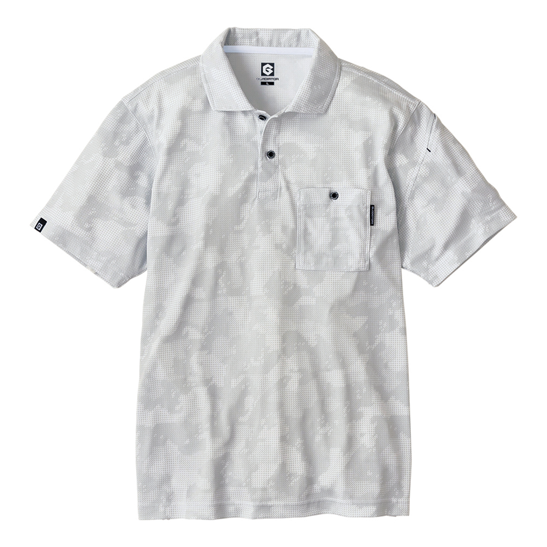 ICE冷感 半袖ポロシャツ (グレーカモ/LL) ユニセックス 男女兼用 MAXDRY 冷感 メッシュ 吸汗速乾 接触冷感 Xライン UVカット拍卖