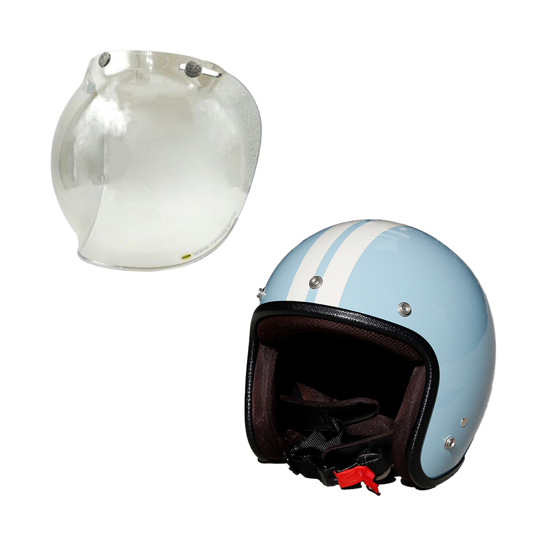 ジェットヘルメット (プコブルー) & バブルシールド (FMクリア) セット GB350 クロスカブ ジョルノ TWR&72JAMコラボ拍卖