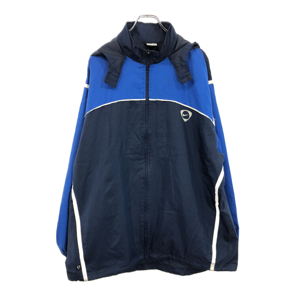 90年代 NIKE ナイキ フーデッド ウィンドブレーカー スポーツ ネイビー(メンズ XL)中古 古着 U9244拍卖