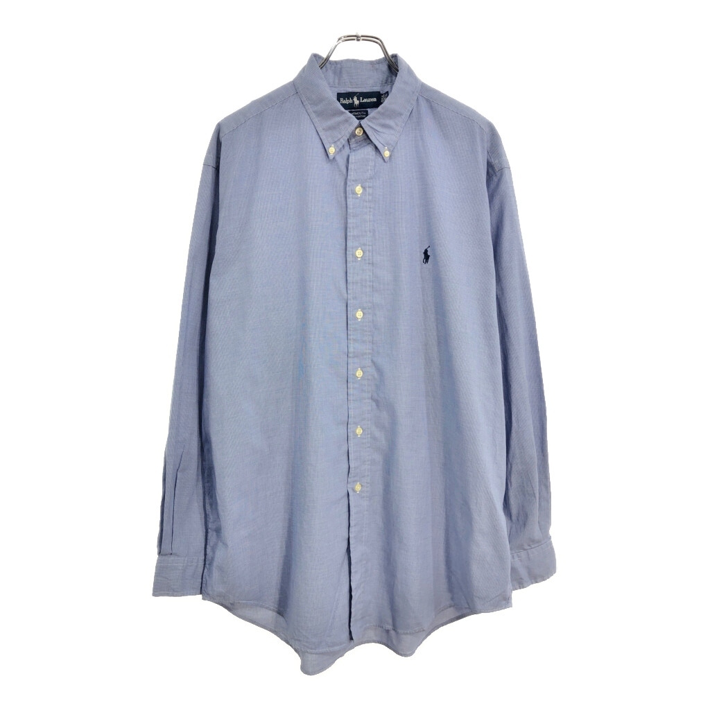 90年代 RALPH LAUREN ラルフローレン 長袖シャツ ブルー(メンズ 16 1/2)中古 古着 U9701拍卖