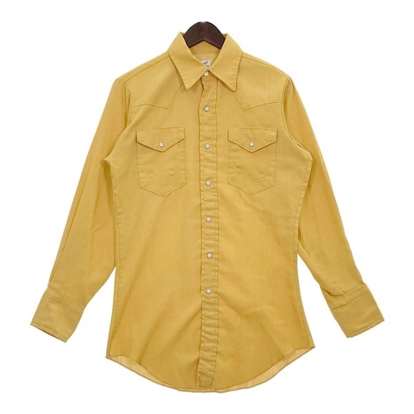 Wrangler ラングラー 60s 60年代 ウエスタンシャツ 長袖 USA製 アメリカ製 古着 メンズ サイズ14 1/2-32 イエロー トップス DM16575■拍卖