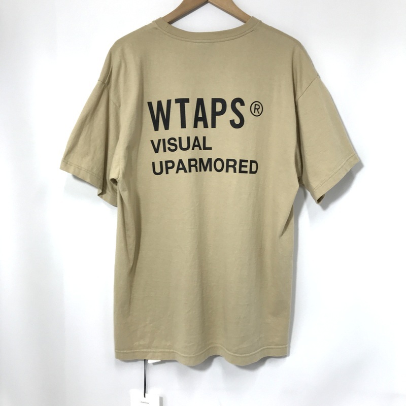 WTAPS Tシャツ 半袖 バックプリント ロゴ シンプル カジュアル タグ付き メンズ サイズ2 Mサイズ相当 ベージュ トップス A14079◆拍卖