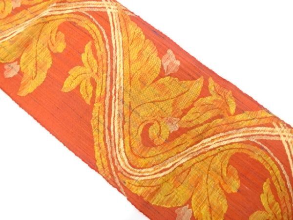 ys7473473; 宗sou 手織り紬 流水に唐草模様織り出し 名古屋帯【着】拍卖