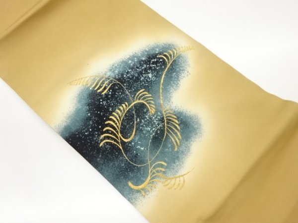ys7489487; 宗sou 塩瀬金駒刺繍唐草模様名古屋帯【着】拍卖