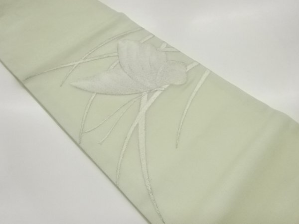ys7488444; 宗sou 紗 葉に蝶模様織出し開き名古屋帯(額縁仕立て)【着】拍卖