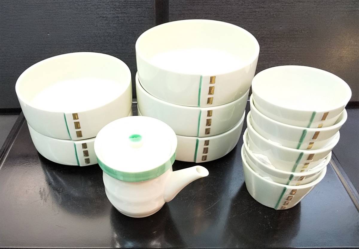 セール 幸陶苑 幸泉作 中鉢・小鉢 各5点 出汁入れ付 合計11点 和食器 割烹 昭和レトロ お蕎麦器セットとしても拍卖