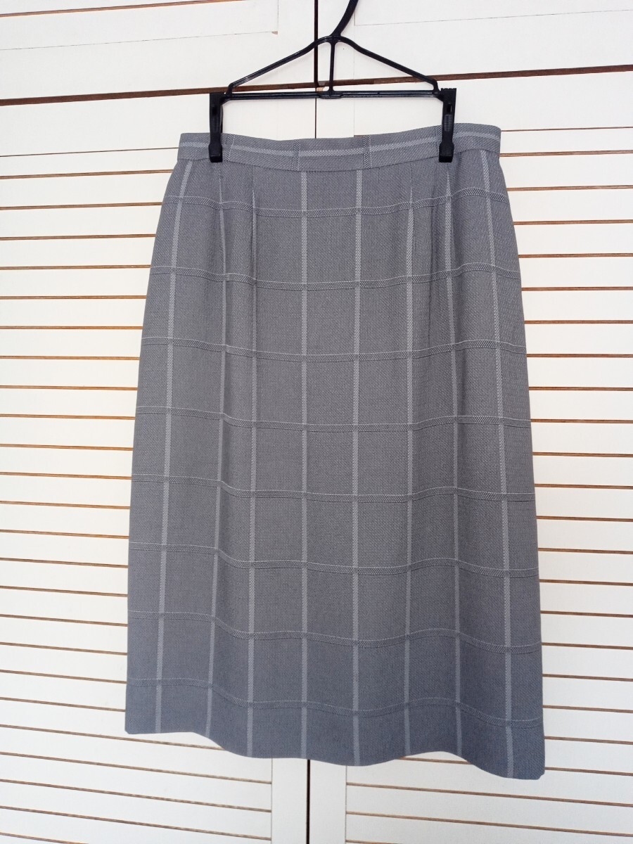 JEAN CLAUDE タイトスカート チェック グレー 膝丈 薄手 9号 М 東京スタイル サラサラ ひざ丈拍卖