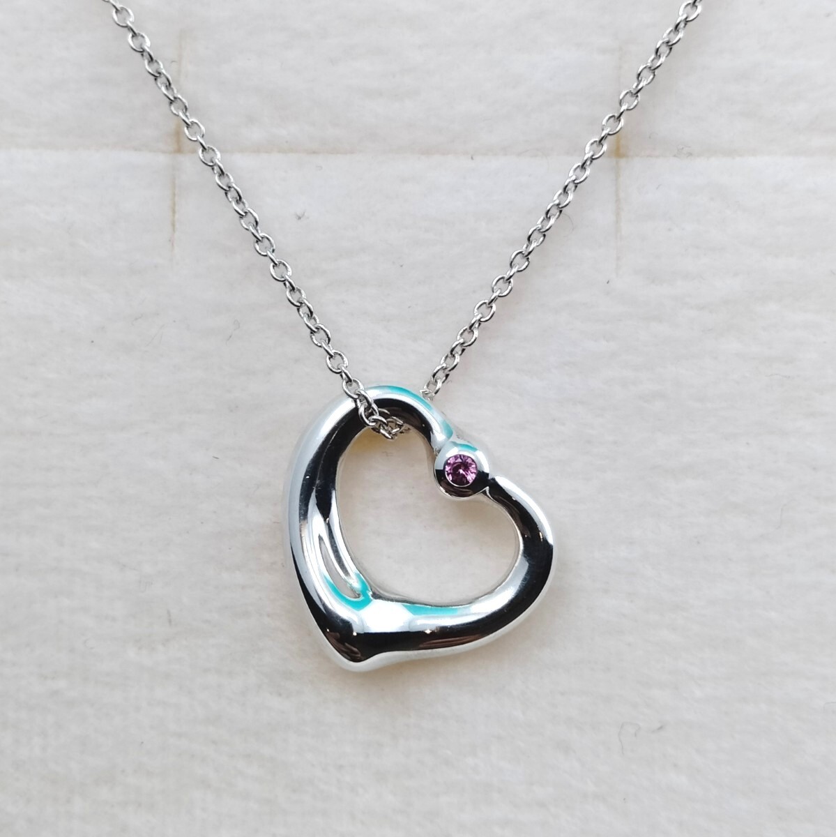新品 正規品 ティファニー tiffany&co. ネックレス シルバー ティファニーオープンハート ピンクサファイア 拍卖
