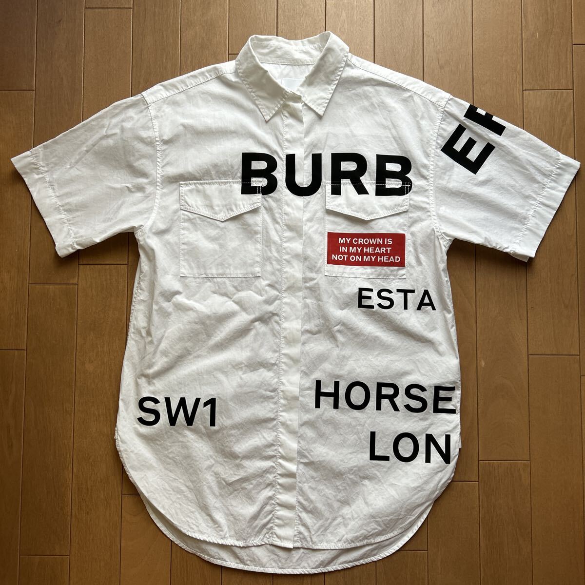 ☆BURBERRY HORSE FERRY PRINT S SHIRTS/バーバリーショートスリーブホースフェリープリントシャツ/US2★拍卖