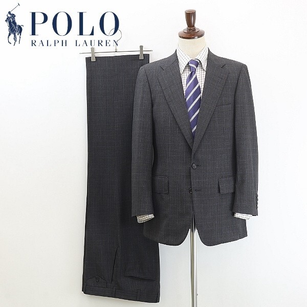 【FA623】◆POLO RALPH LAUREN ポロ ラルフローレン チェック柄 2釦 スーツ セットアップ チャコール 96YAT拍卖