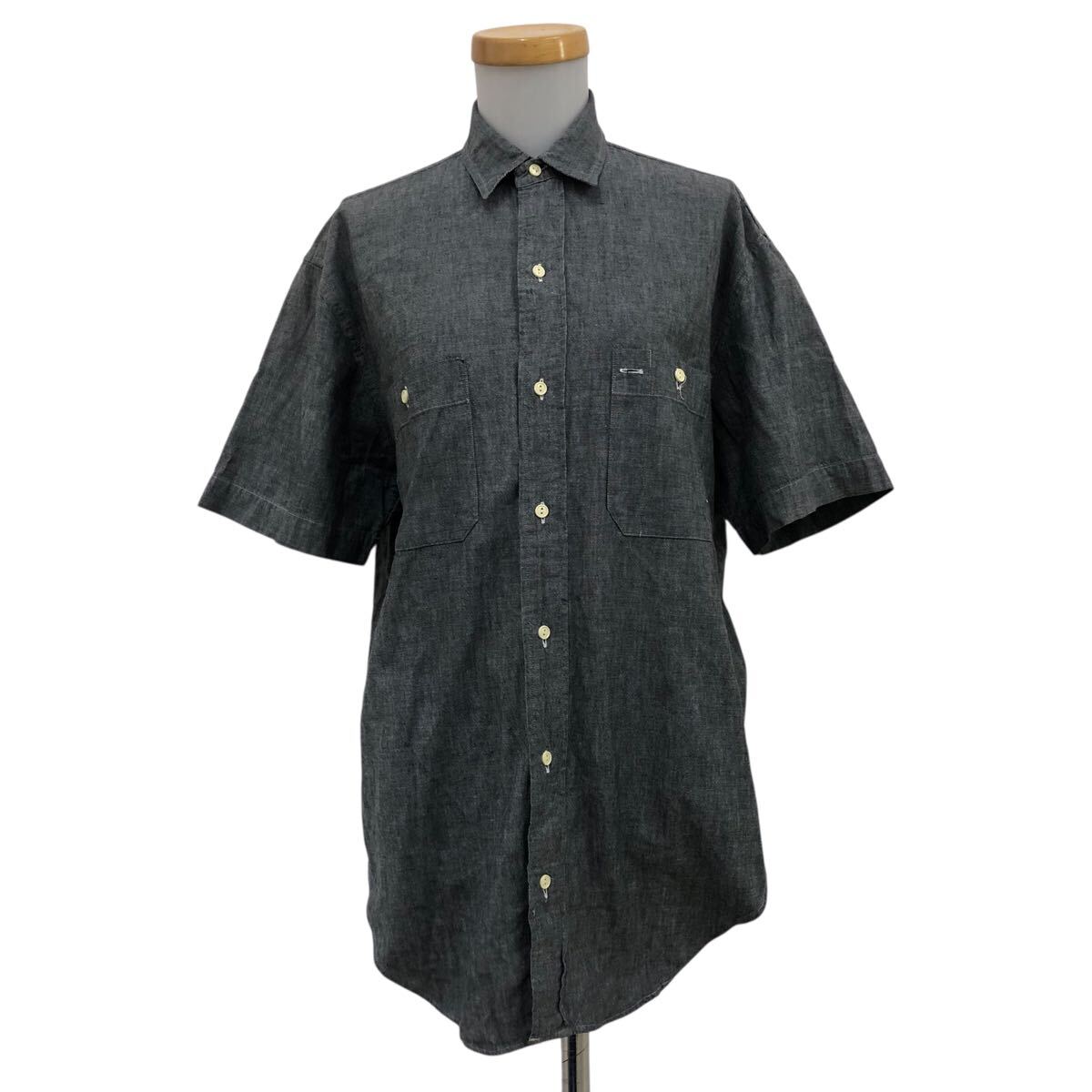 NC314-44 RALPH LAUREN ラルフローレン 半袖 シャツ ブラウス トップス レディース 11 グレー 無地 日本製 コットン 綿 100%拍卖