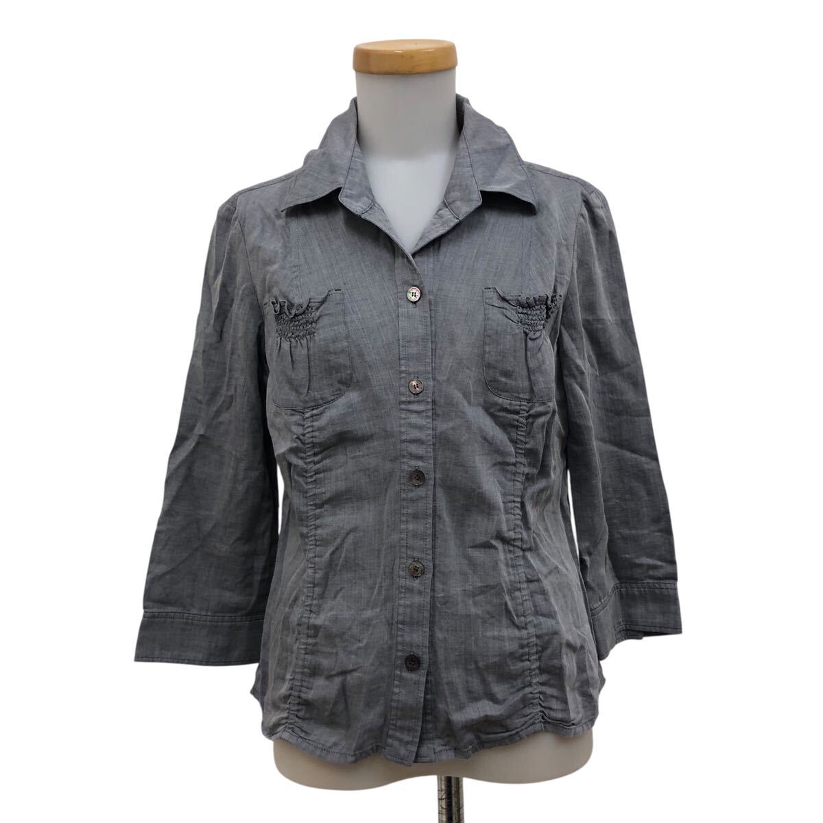 NC314-62 EVEX by KRIZIA エヴェックス バイ クリツィア 長袖 シャツ ブラウス トップス レディース 40 グレー拍卖