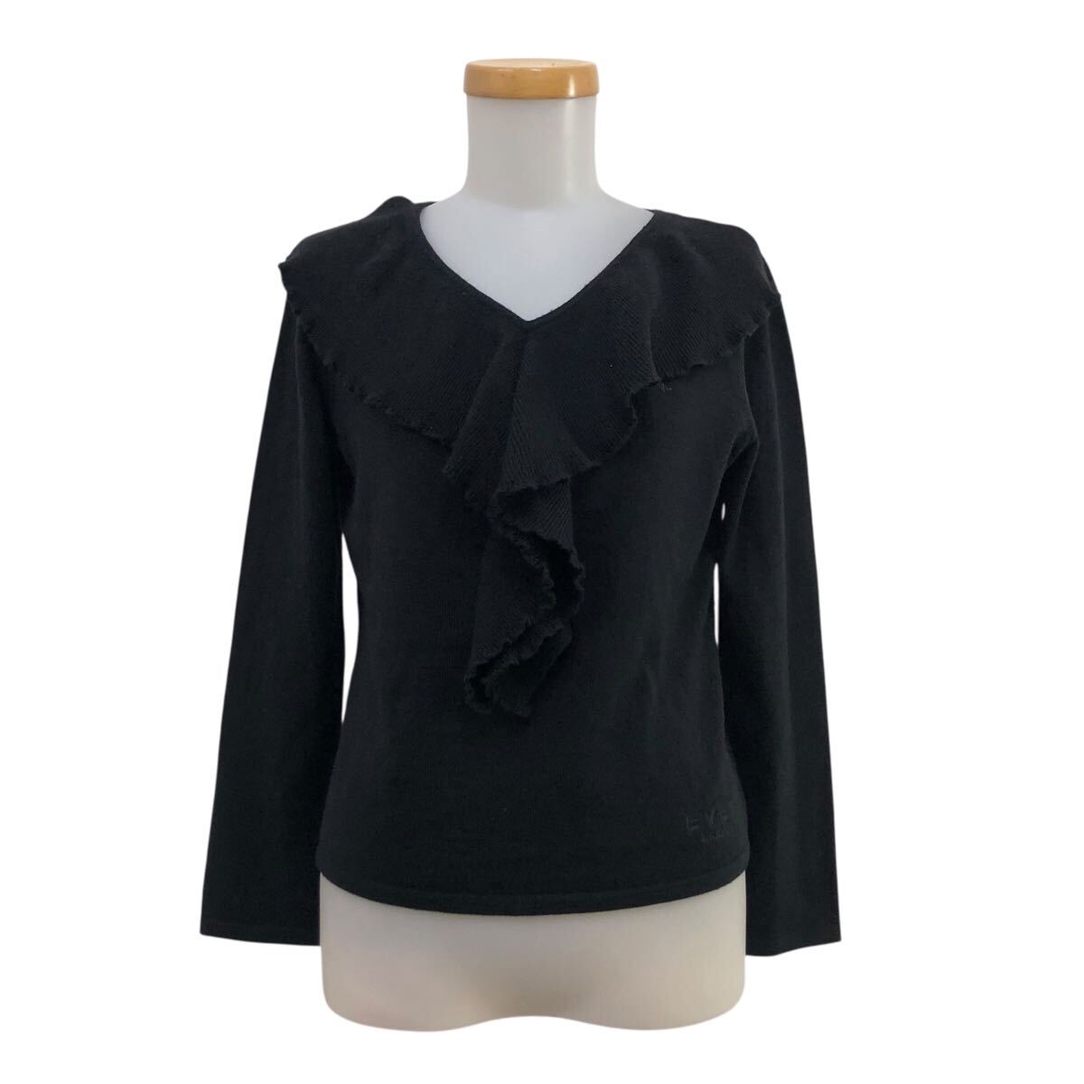 8NC317-55 EVEX by KRIZIA エヴェックス バイ クリツィア ウール ニット セーター プルオーバー トップス 40 ブラック 黒拍卖