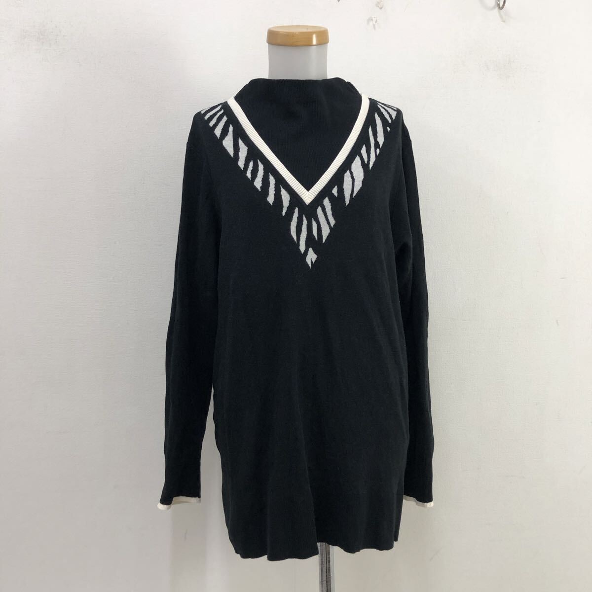 8NC317-57 EVEX by KRIZIA エヴェックス バイ クリツィア コットン ニット セーター プルオーバー トップス レディース 40 黒拍卖