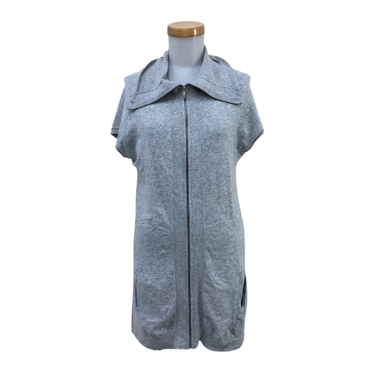 8Nm319-40 Max&Co. マックスアンドコー ジップアップ フレンチスリーブ ロング ニット カーディガン 羽織り トップス グレー レディース M拍卖