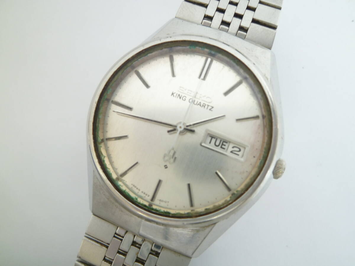 70850◆腕時計 SEIKO/セイコー キングクオーツ 4823-8010 シルバーカラー/銀色 電池式/クォーツ デイデイト 3針 KING QUARTZ◆拍卖