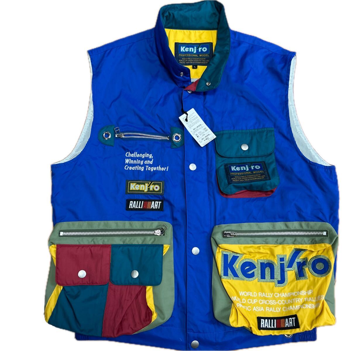 4 6 Kenjiro プロフェッショナルモデル ベスト L マルチカラー 90s 篠塚健二郎 KENJIRO ラリーアート 三菱 ナイロンベスト拍卖