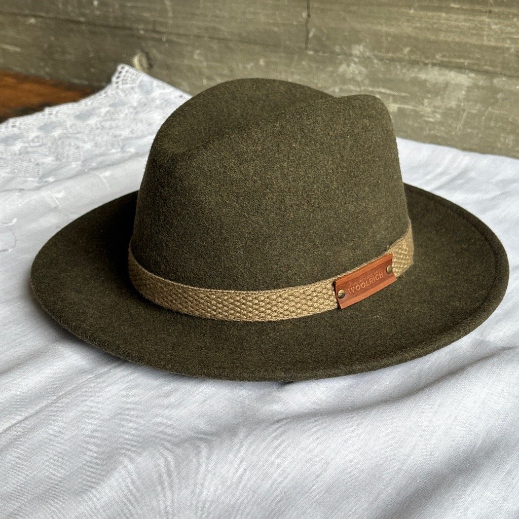 WOOLRICH ウールリッチ フェルトハット 帽子 カーキ?ダークグリーン?男女兼用 ウール 現状品 digjunkmarket拍卖