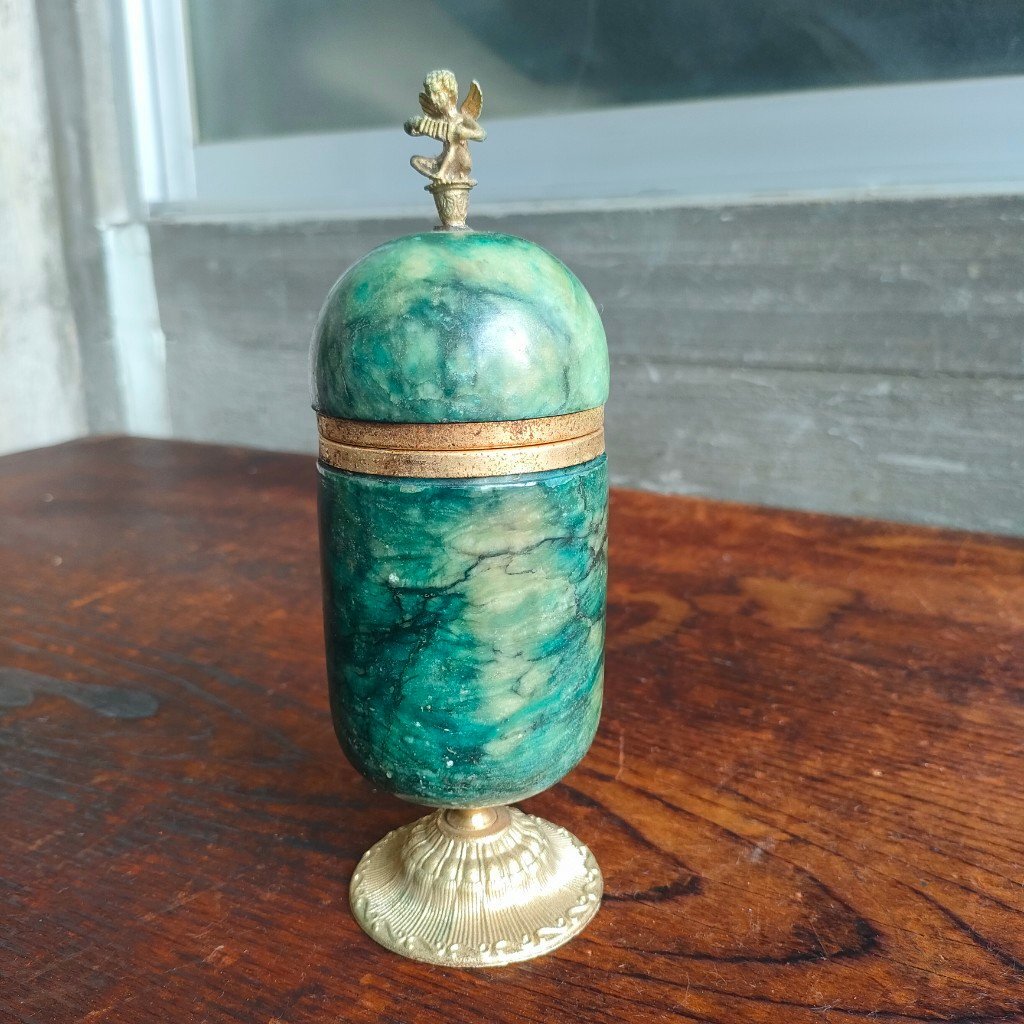 ヴィンテージ イタリア製 小物入れ 天使 装飾 アラバスター 雑貨 インテリア グリーン系 現状品 digjunkmarket拍卖