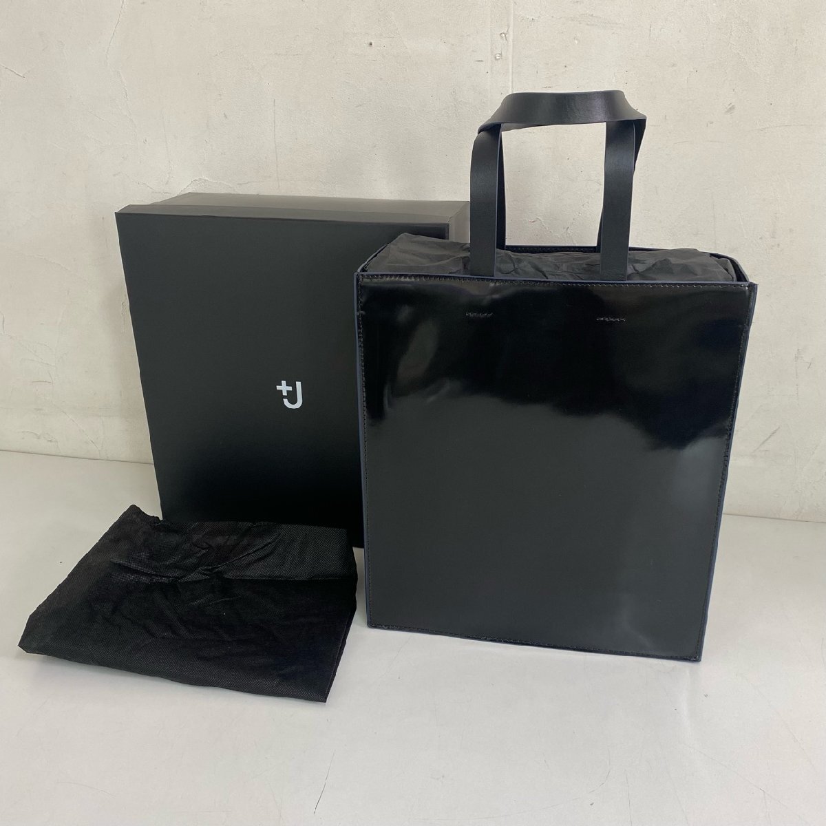 UNIQLO ユニクロ +J レザーバッグ レザートートバッグ 牛革 ブラック 現状品 直接引取歓迎(横浜市) digjunkmar拍卖