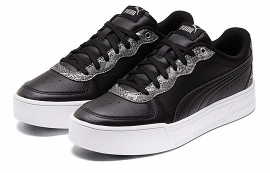 プーマ 22cm スカイ アンテイムド PUMA SKYE UNTAMED ブラック ホワイト レディーススニーカー スネークスキン 厚底 黒 白拍卖
