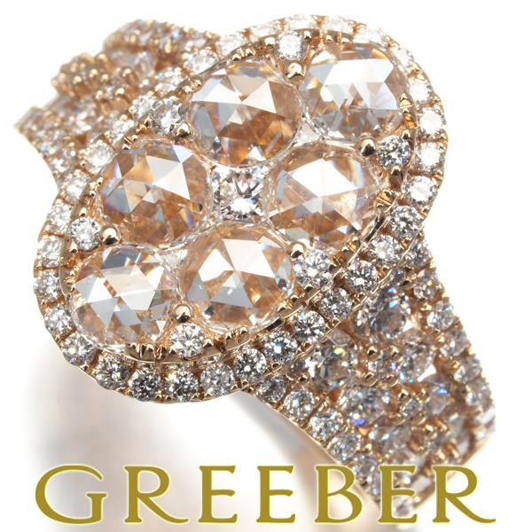 ローズカットダイヤ ダイヤモンド 1.90ct 2種カット リング K18PG 指輪 GENJ 限界値下げ品拍卖