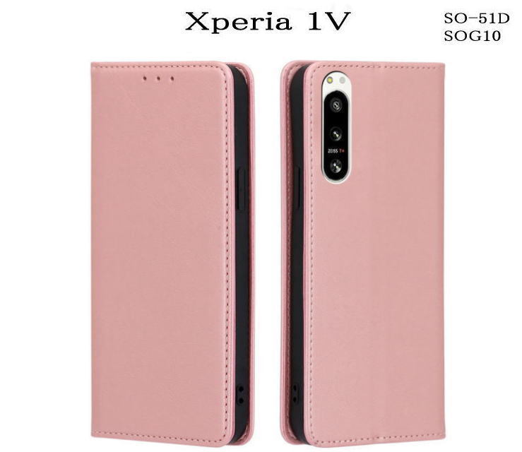 xperia1V レザー手帳型ケース SO-51D SOG10 ピンク拍卖